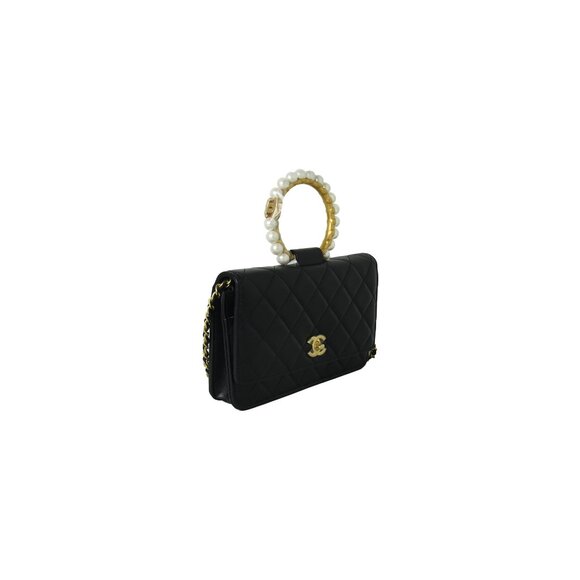 Chanel O Mini Bag Lambskin Imitation Pearls & Gold-Tone Metal Black - Picture 2 of 3